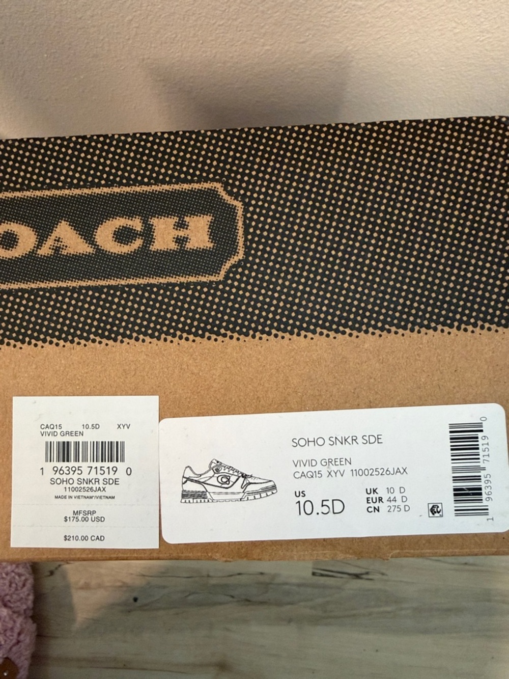 Coach Soho Low-Top Sneaker in Vivid Green NIB Mens SZ 10.5 - Picture 6 of 13